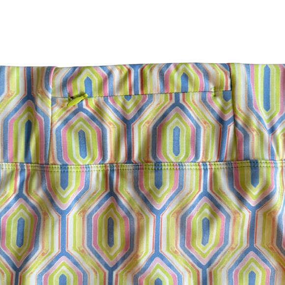 Sigrid Olsen Golf Tennis Skort SZ L Geometric Print White Pink Blue Neon Yellow - Picture 5 of 9